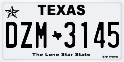 TX license plate DZM3145