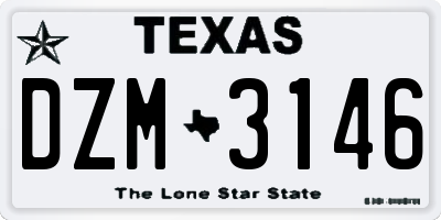 TX license plate DZM3146