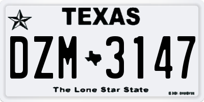 TX license plate DZM3147