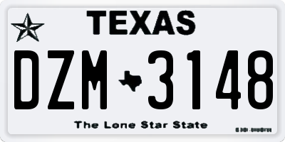 TX license plate DZM3148