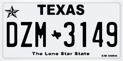 TX license plate DZM3149