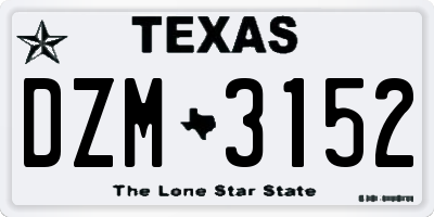 TX license plate DZM3152