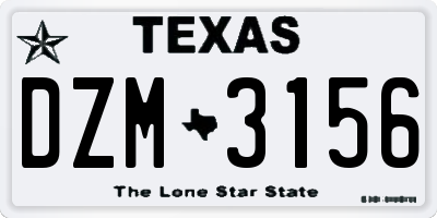 TX license plate DZM3156