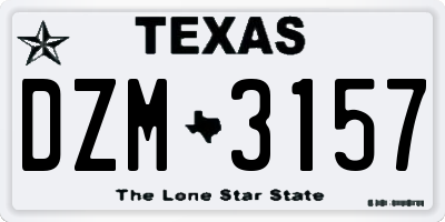 TX license plate DZM3157