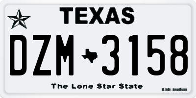 TX license plate DZM3158