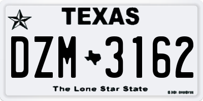 TX license plate DZM3162