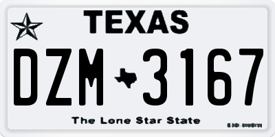 TX license plate DZM3167