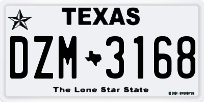 TX license plate DZM3168