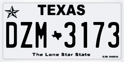 TX license plate DZM3173