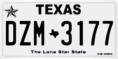 TX license plate DZM3177
