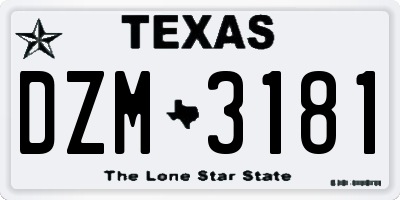 TX license plate DZM3181