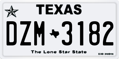 TX license plate DZM3182