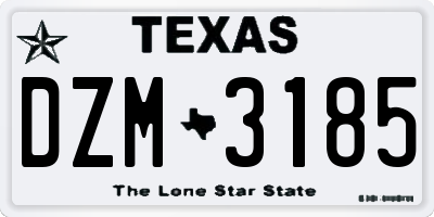 TX license plate DZM3185