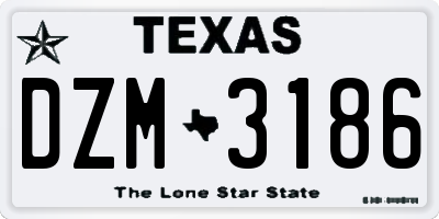 TX license plate DZM3186