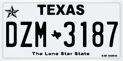 TX license plate DZM3187