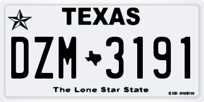 TX license plate DZM3191