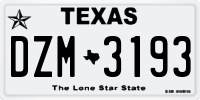 TX license plate DZM3193