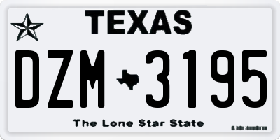 TX license plate DZM3195