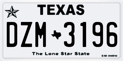 TX license plate DZM3196