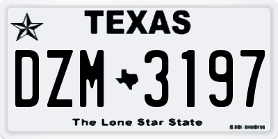 TX license plate DZM3197