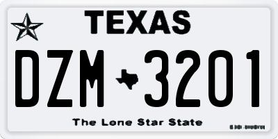TX license plate DZM3201