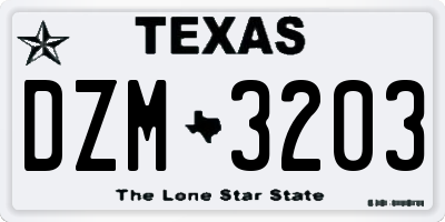 TX license plate DZM3203