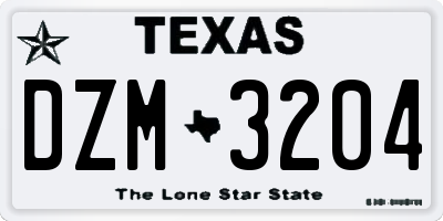 TX license plate DZM3204