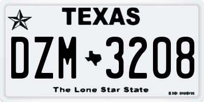 TX license plate DZM3208