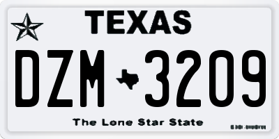 TX license plate DZM3209