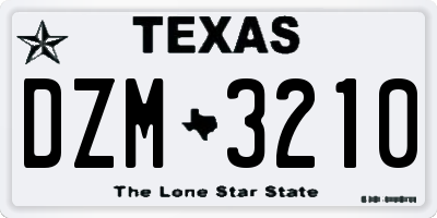 TX license plate DZM3210