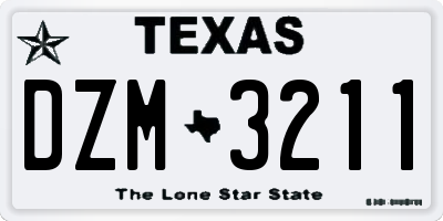TX license plate DZM3211