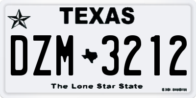 TX license plate DZM3212