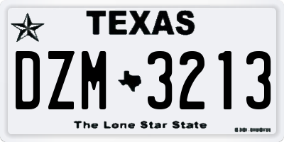 TX license plate DZM3213