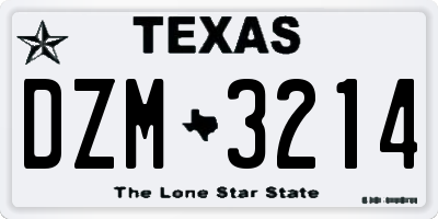 TX license plate DZM3214