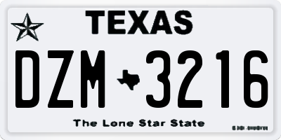TX license plate DZM3216