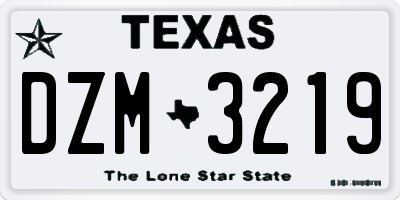 TX license plate DZM3219