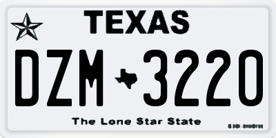 TX license plate DZM3220