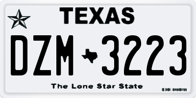 TX license plate DZM3223