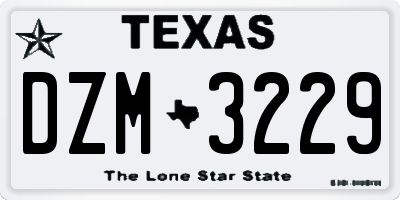 TX license plate DZM3229