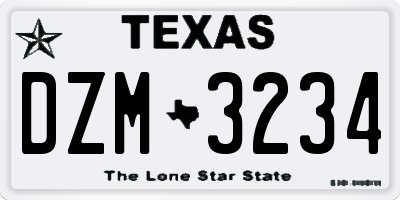 TX license plate DZM3234