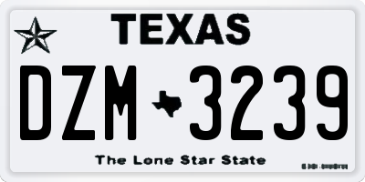 TX license plate DZM3239