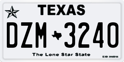 TX license plate DZM3240