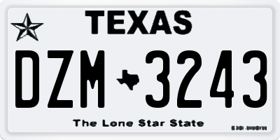 TX license plate DZM3243