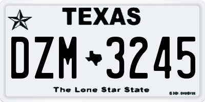 TX license plate DZM3245