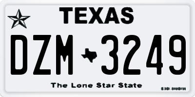 TX license plate DZM3249