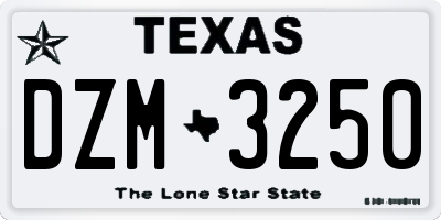 TX license plate DZM3250