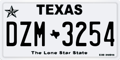 TX license plate DZM3254