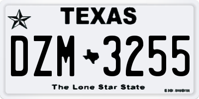 TX license plate DZM3255