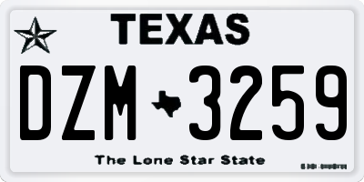TX license plate DZM3259