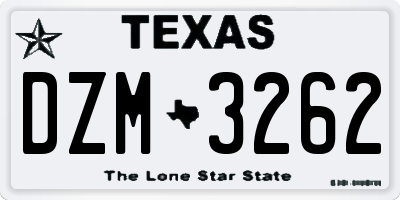 TX license plate DZM3262